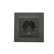 Розетка 1-м Karea LINE STAR с заземл. дым. металлик Makel 86050028