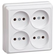 Розетка 4-м ОП Октава 10А IP20 без заземл. бел. GENERICA ERO40-K01-10-DC