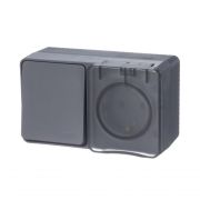 Блок ОП AtlasDesign PROFI IP54 (розетка 1-м 16А заземл. защ. шторки + 1-кл. выключатель 10А) антрацит SE ATN544070